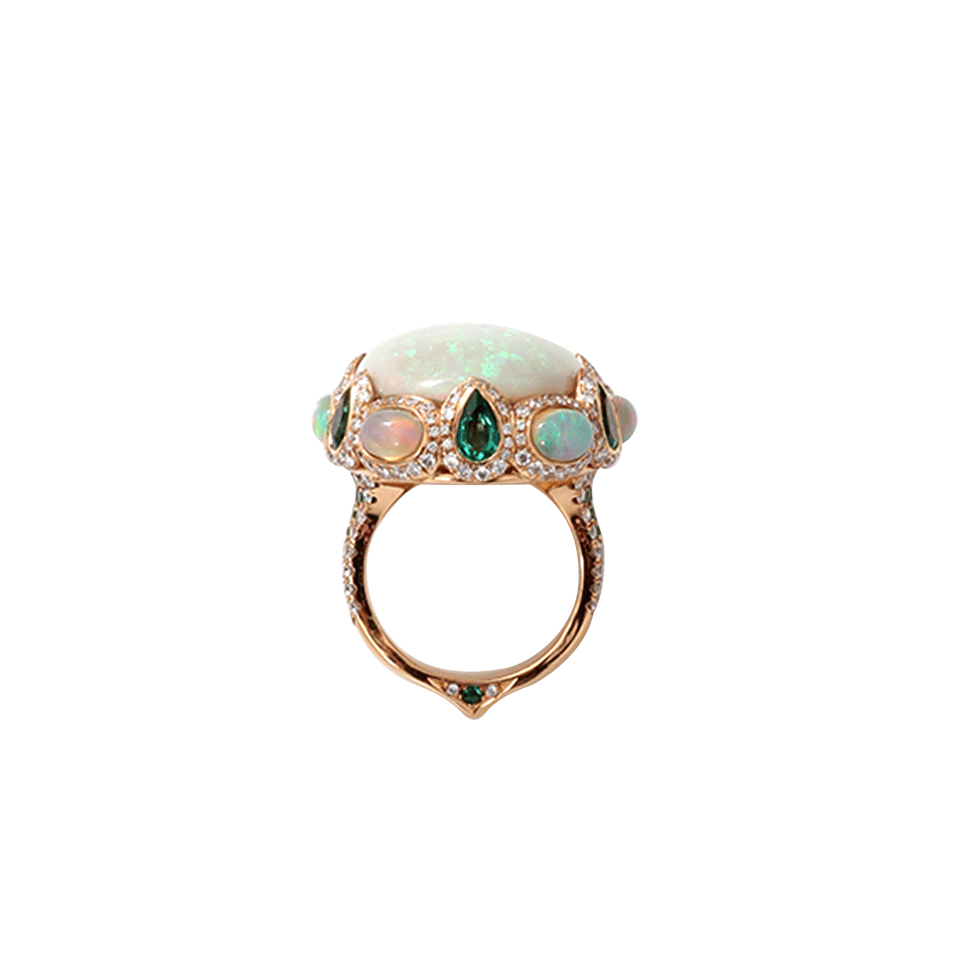 INBAR-Opal And Emerald Ring-ROSE GOLD