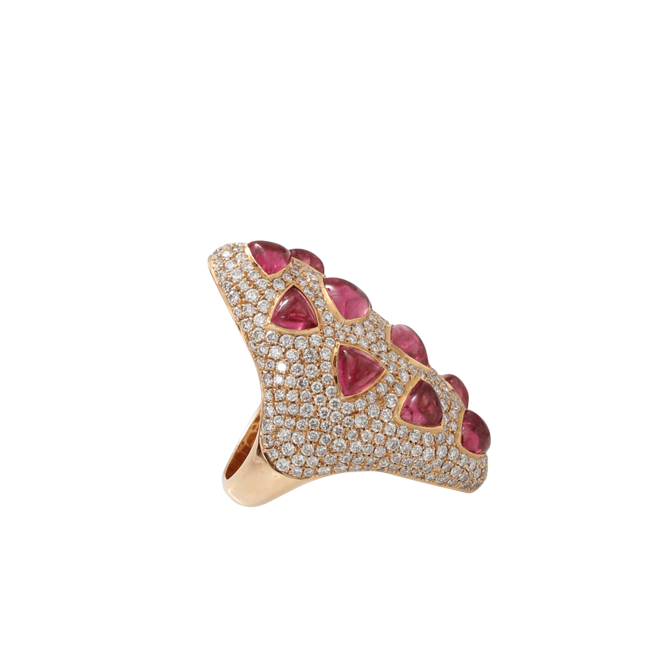 INBAR-Rubelite And Diamond Ring-ROSE GOLD