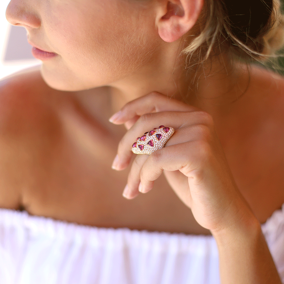 INBAR-Rubelite And Diamond Ring-ROSE GOLD