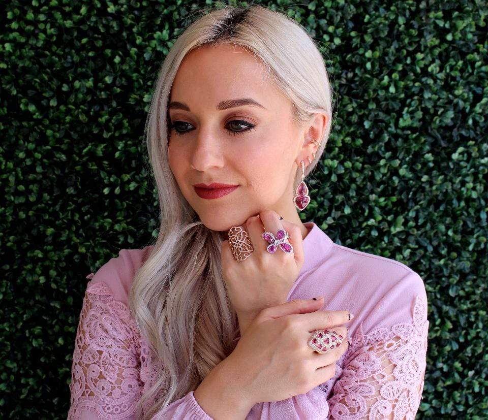 INBAR-Rubelite And Diamond Ring-ROSE GOLD