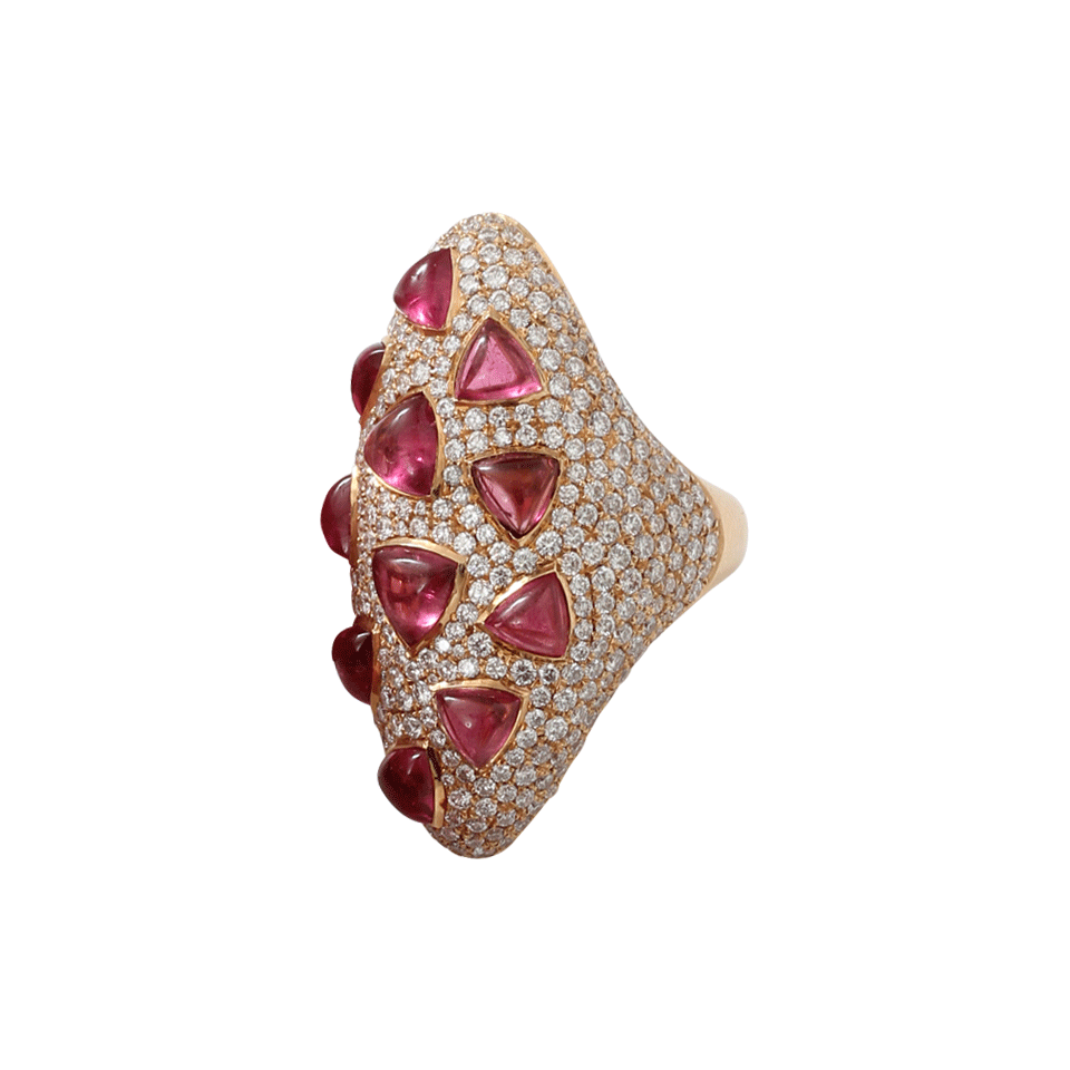INBAR-Rubelite And Diamond Ring-ROSE GOLD