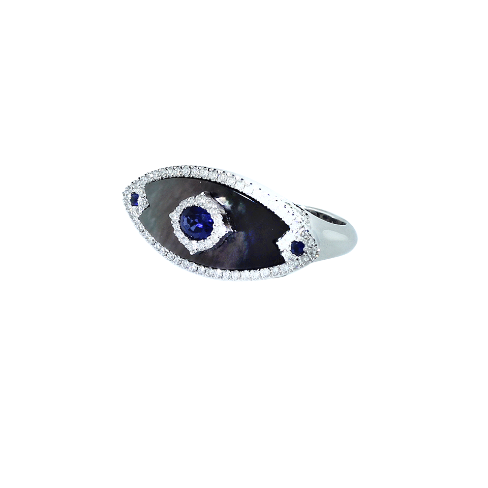 INBAR-Sapphire And Mother Of Pearl Ring-WHITE GOLD