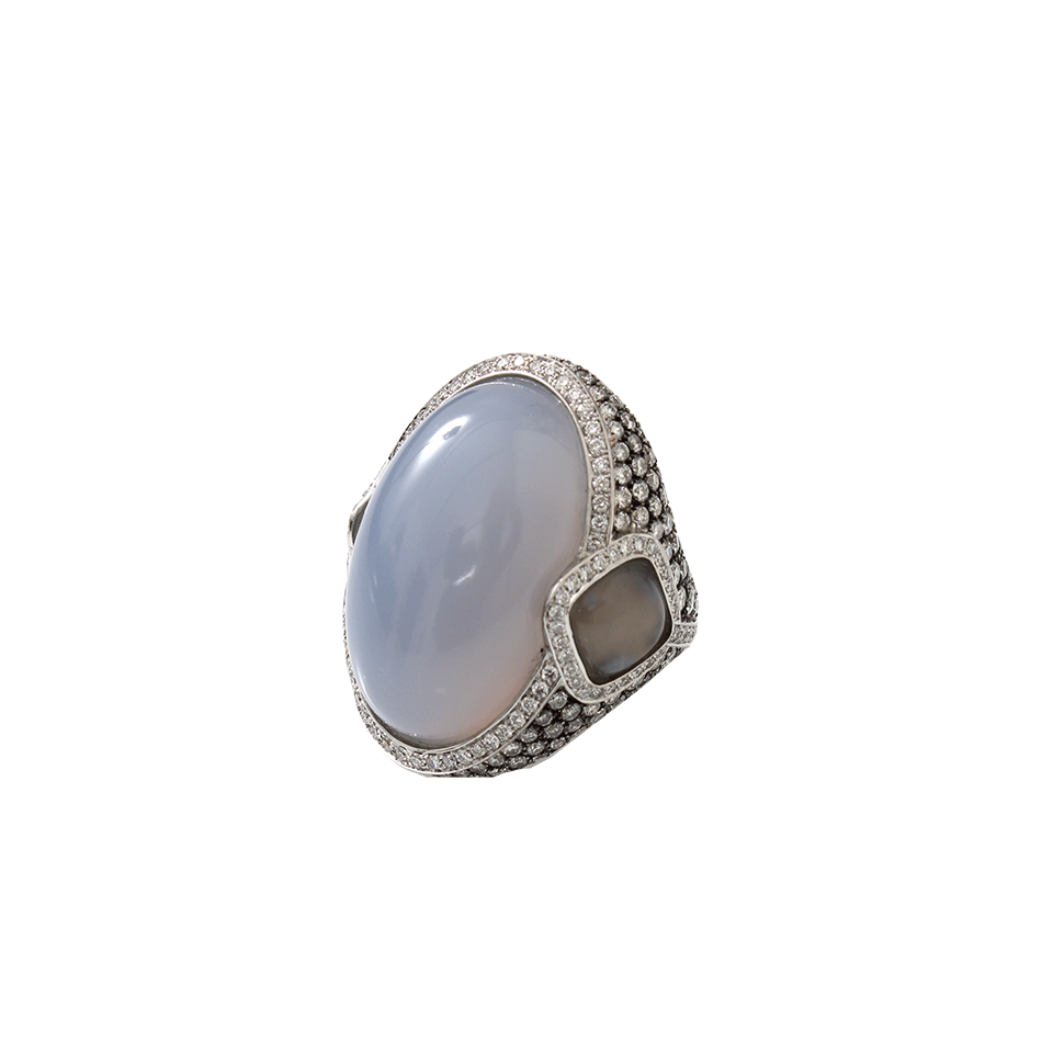 INBAR-Cabochon Chalcedony Ring-WHITE GOLD