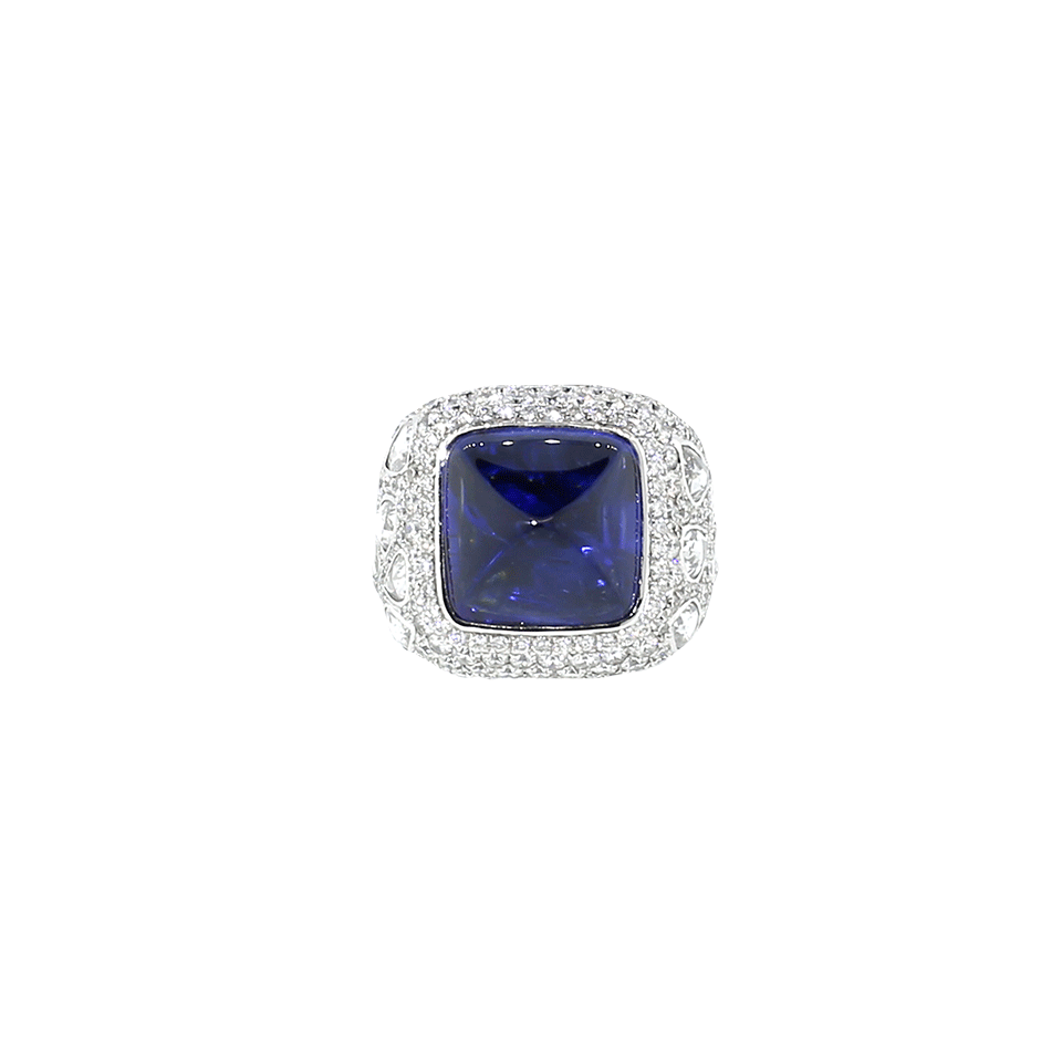 INBAR-Sugarloaf Sapphire Ring-WHITE GOLD