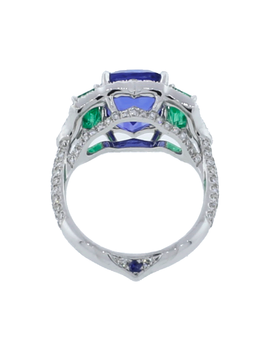 INBAR-Tanzanite And Emerald Ring-WHITE GOLD