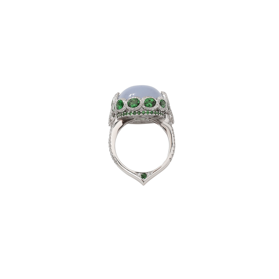 INBAR-Cabochon Chalcedony Ring-WHITE GOLD