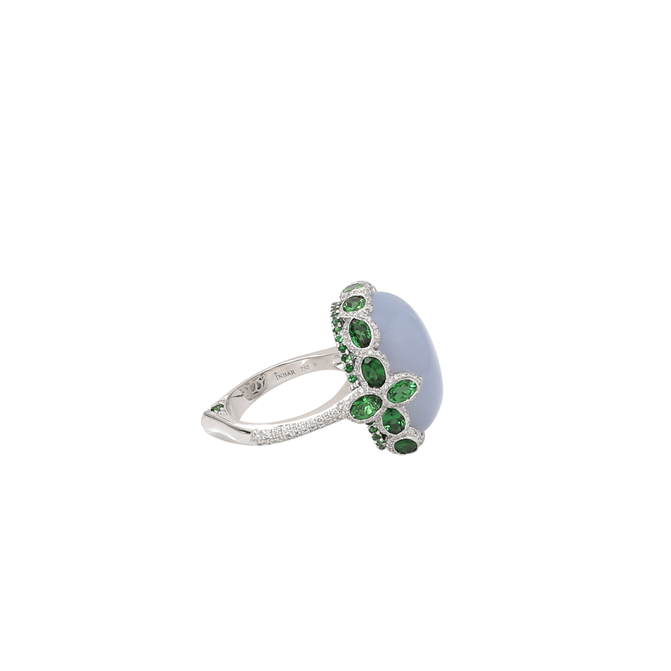 INBAR-Cabochon Chalcedony Ring-WHITE GOLD