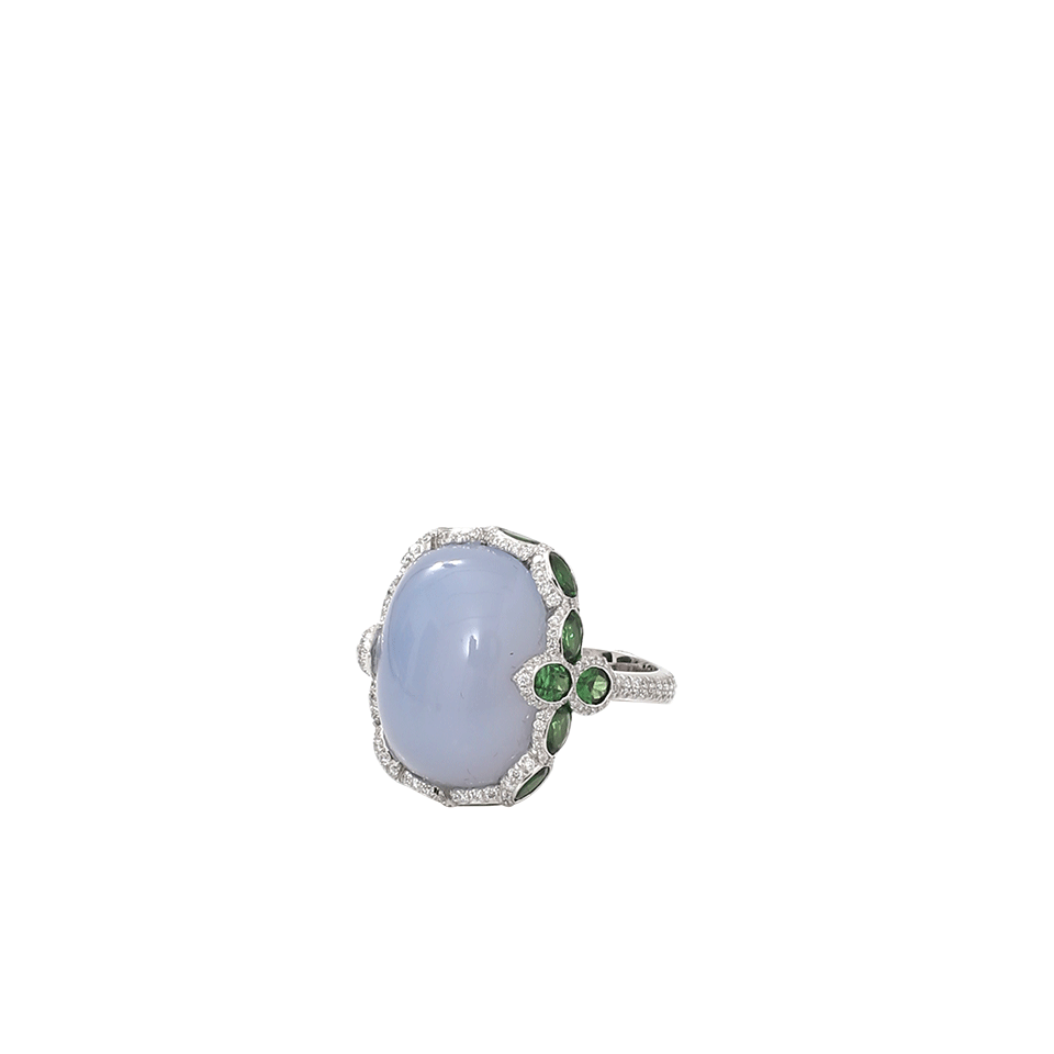 INBAR-Cabochon Chalcedony Ring-WHITE GOLD
