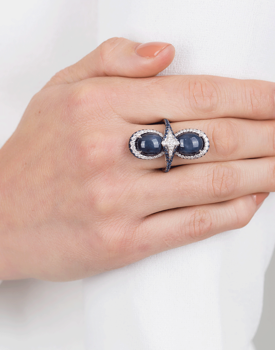 INBAR-Cabochon Star Ring-WHITE GOLD