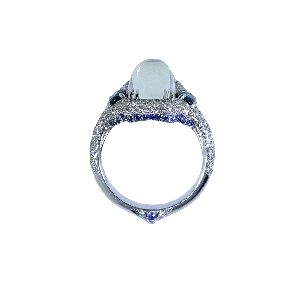INBAR-Moonstone And Tourmaline Ring-WHITE GOLD