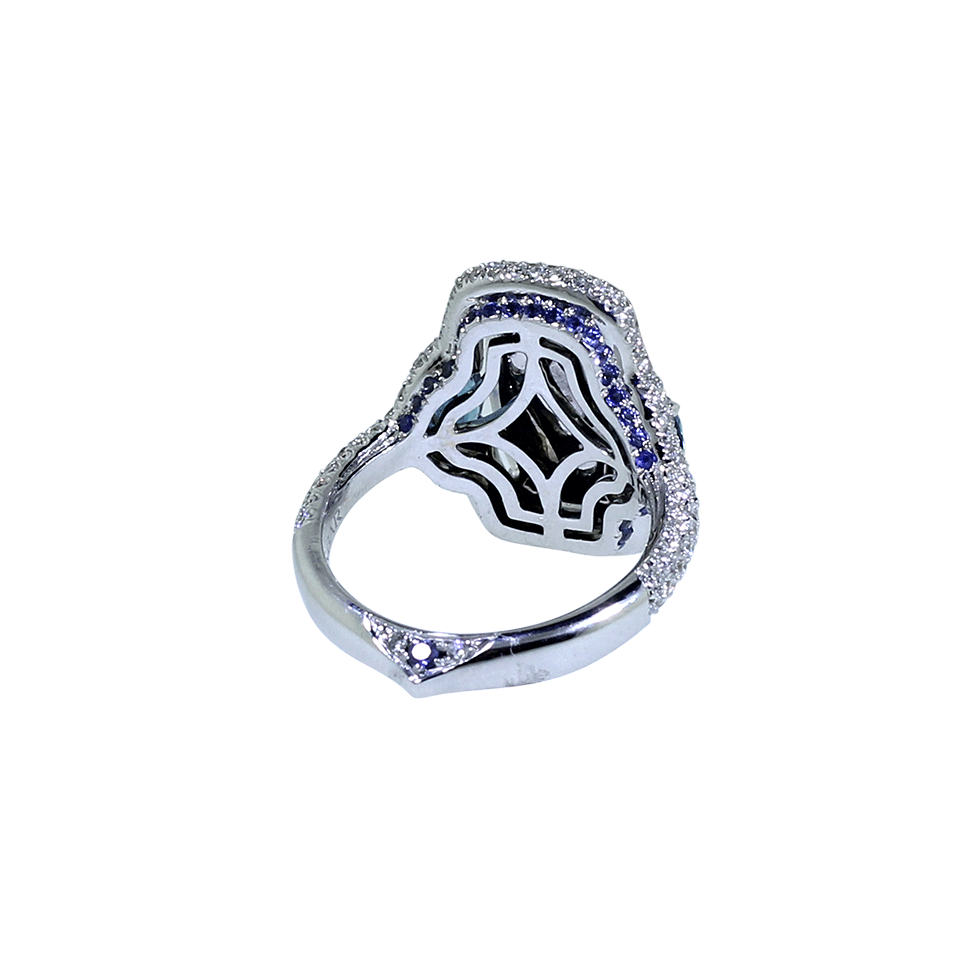 INBAR-Moonstone And Tourmaline Ring-WHITE GOLD