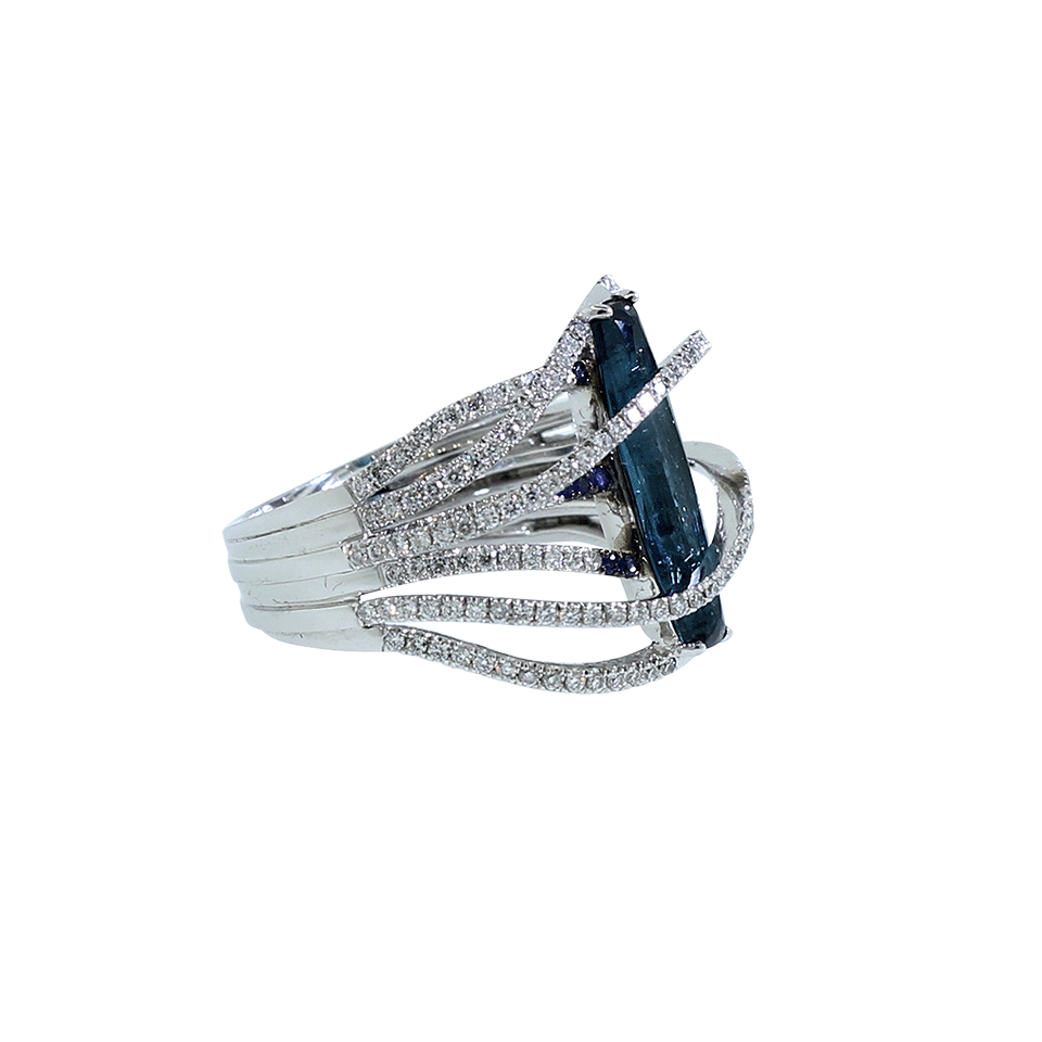 INBAR-Tourmaline And Diamond Pave Wrap Ring-WHITE GOLD
