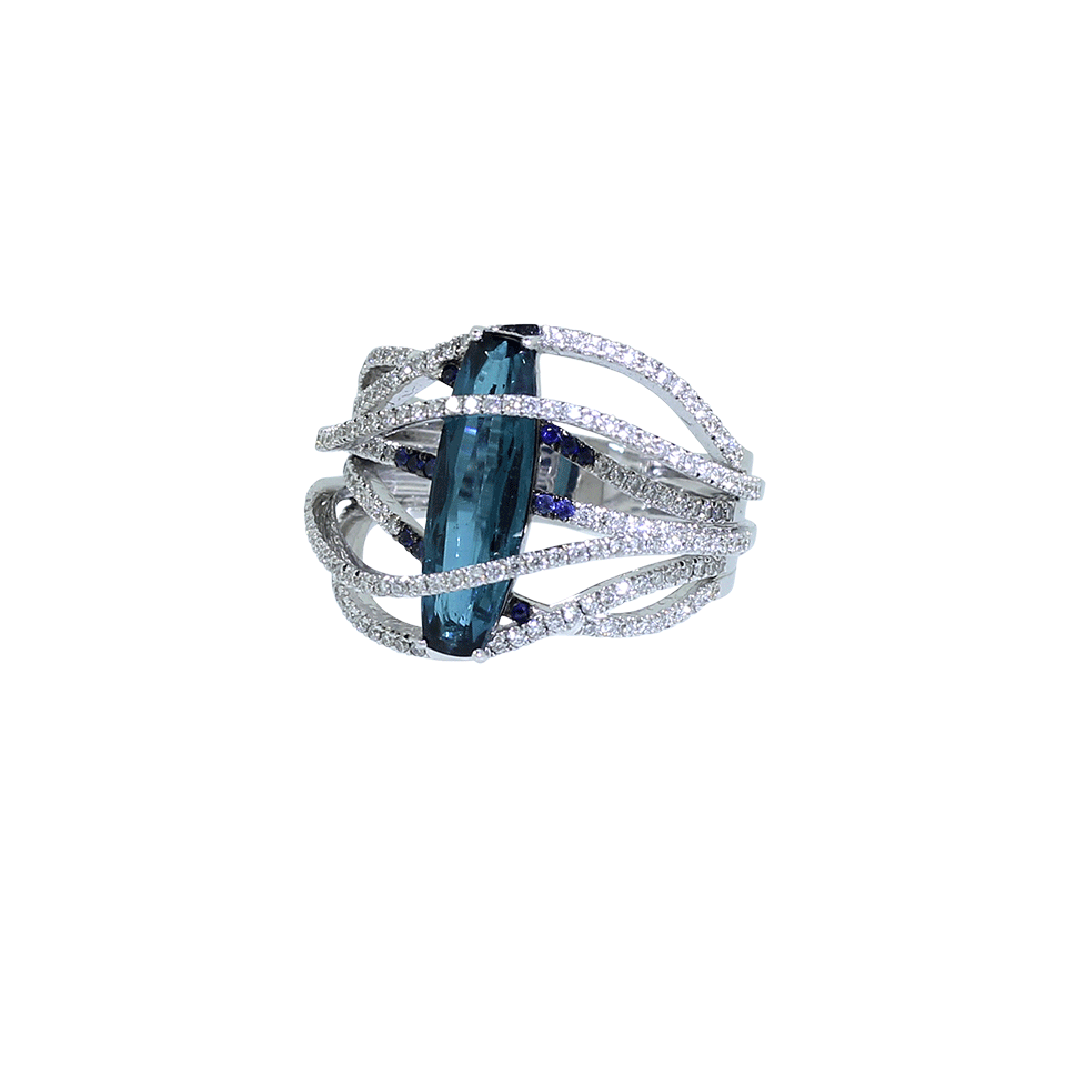 INBAR-Tourmaline And Diamond Pave Wrap Ring-WHITE GOLD