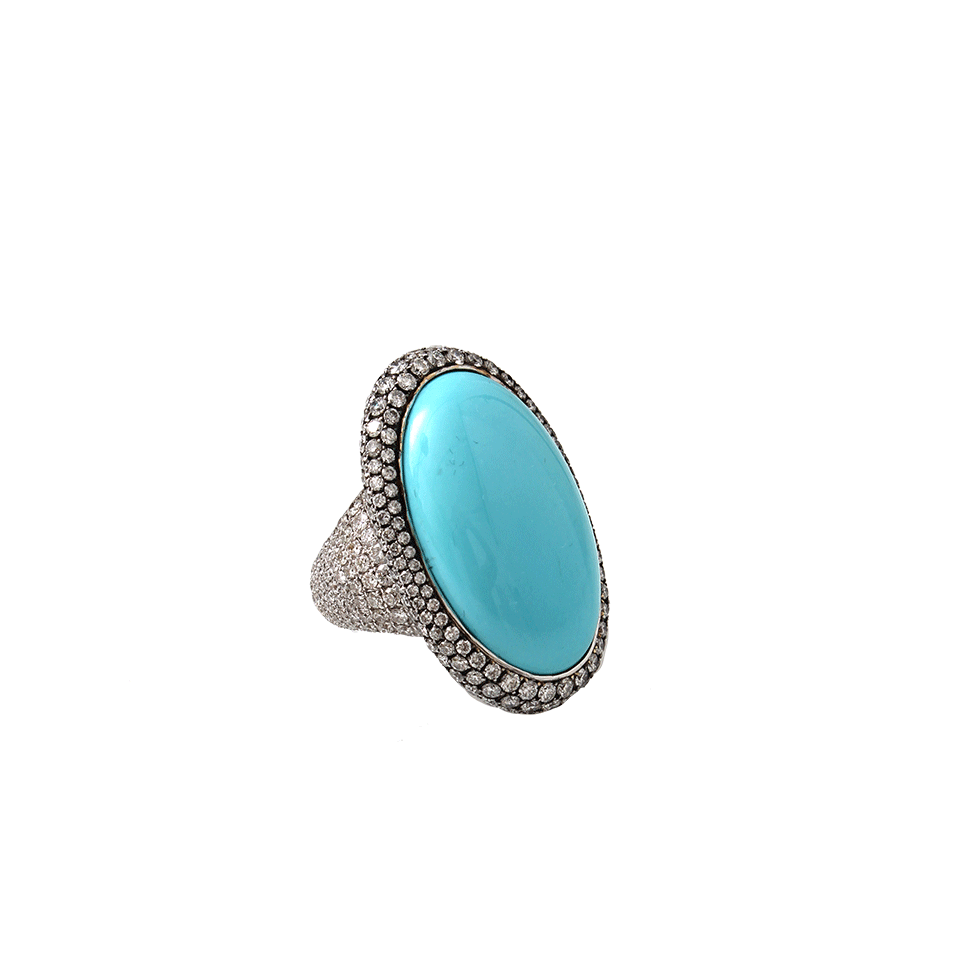 INBAR-Turquoise Cabochon Ring-WHITE GOLD