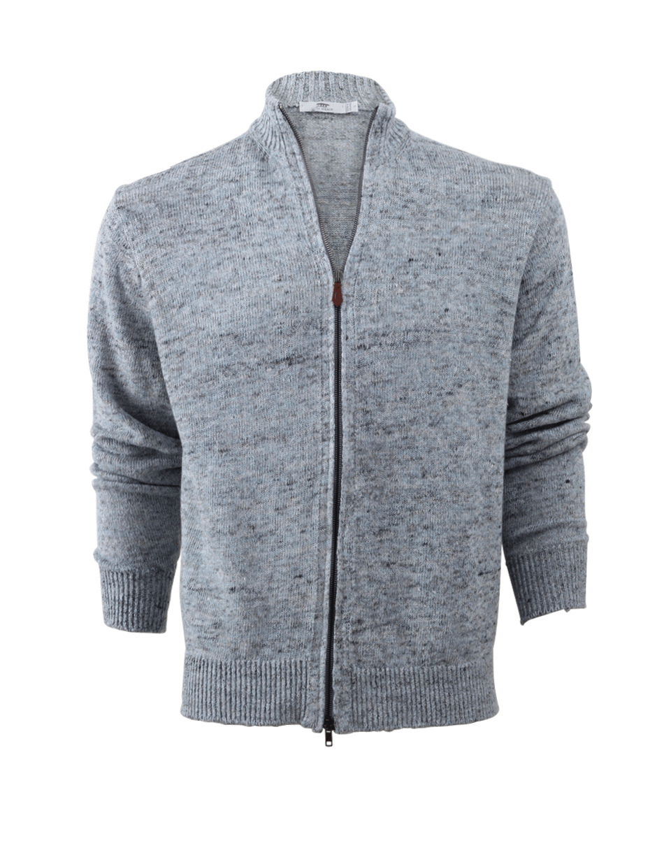 INIS MEAIN-Mixed Linen Zip Cardigan-