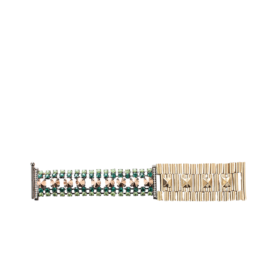 IOSSELLIANI-Green Crystal Chain Bracelet-GOLD