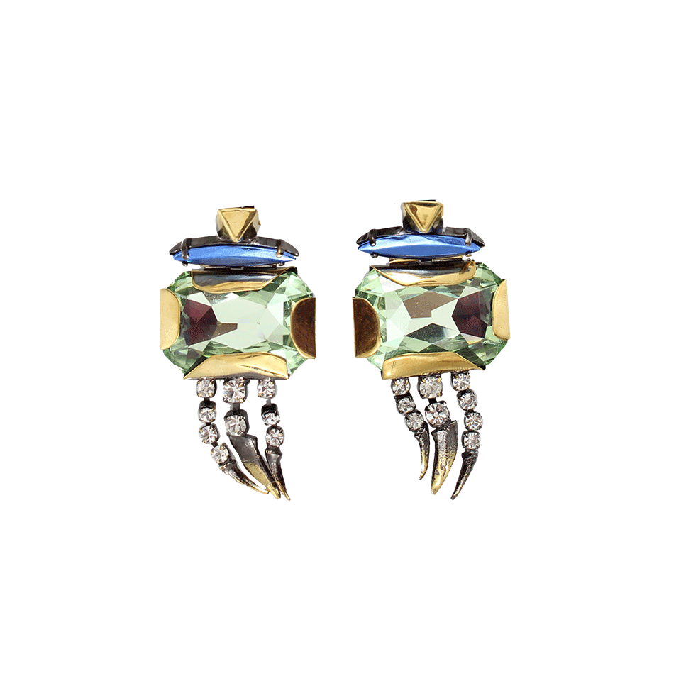 IOSSELLIANI-Green And Blue Crystal Earrings-BRASS