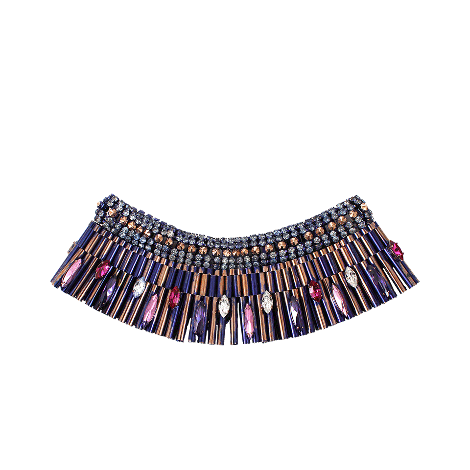 IOSSELLIANI-Blue Rose Purple Crystal Necklace-BRASS