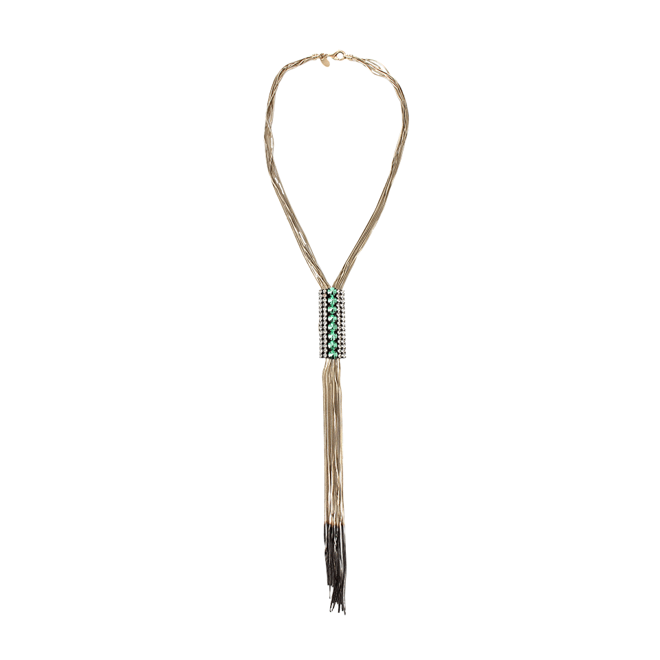 IOSSELLIANI-Necktie Fused Green Stud Necklace-BRASS