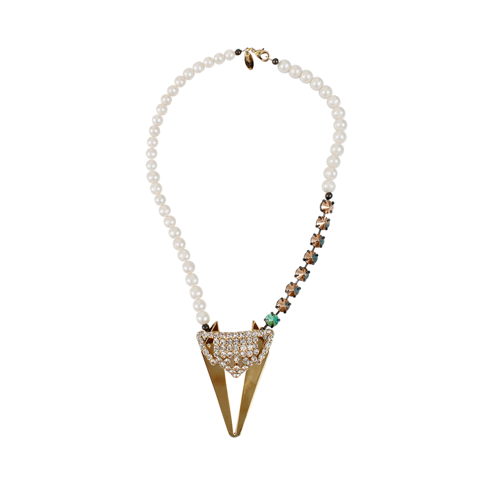 IOSSELLIANI-Pearl Strand Fused Stone Necklace-BRASS