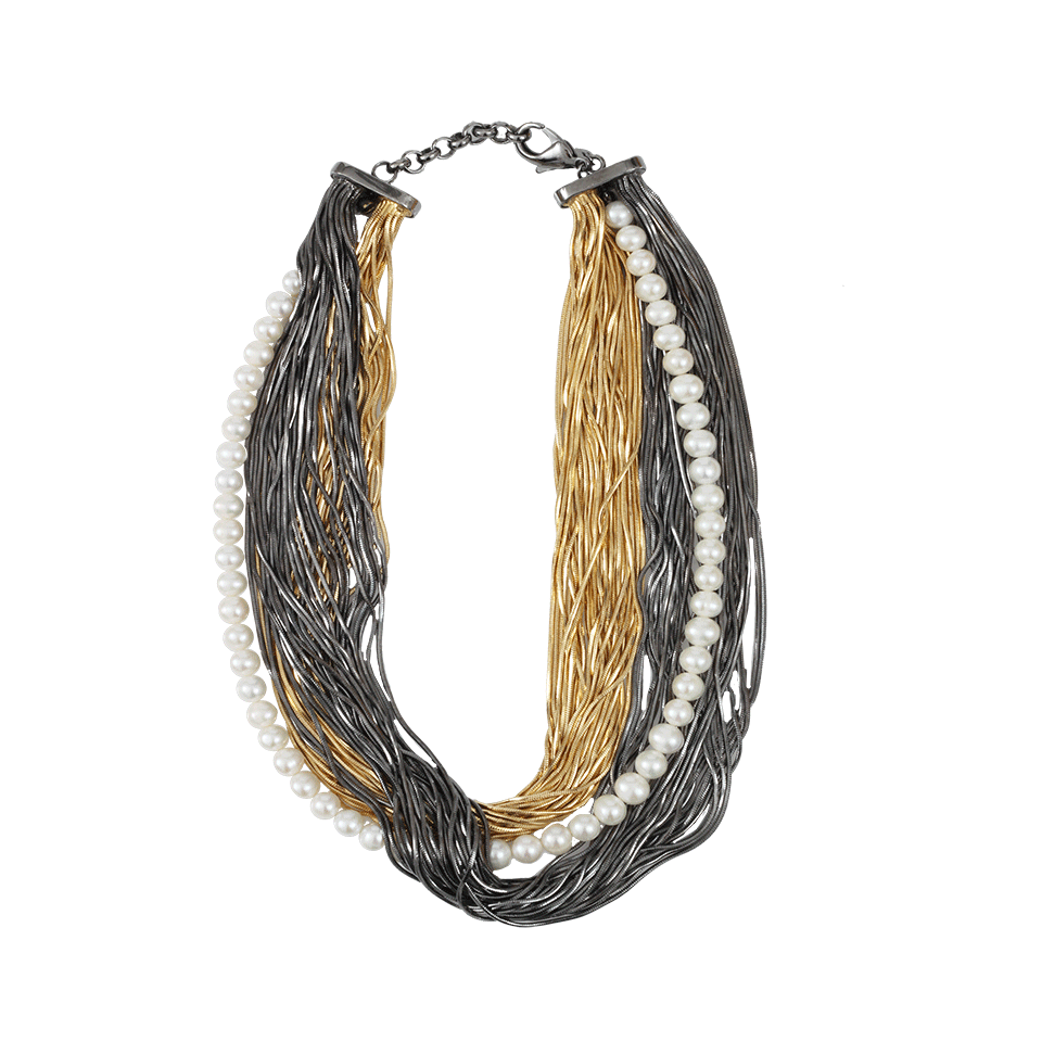 IOSSELLIANI-River Pearl Multi Strand Necklace-BRASS