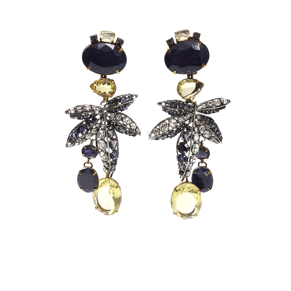 IRADJ MOINI-Leaf Drop Earrings-SAPP/CTR