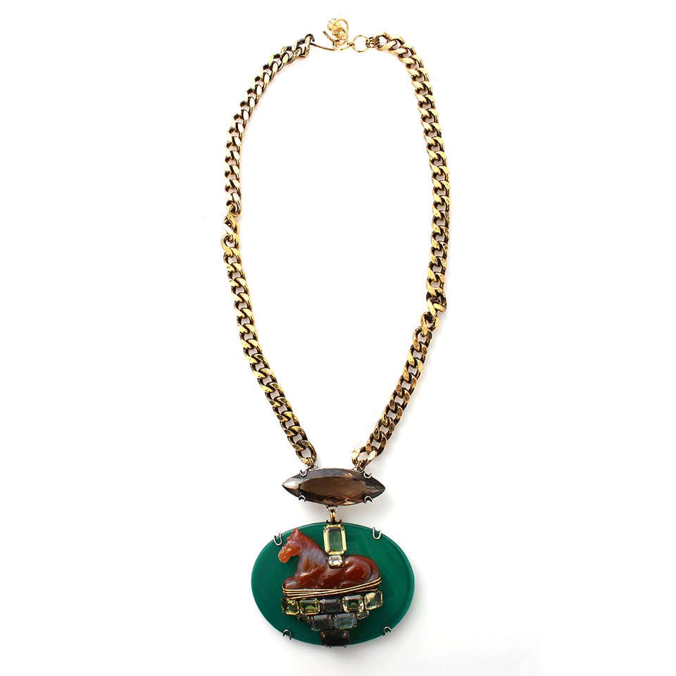 IRADJ MOINI-Carnelian Horse Pendant-CRN/GRN