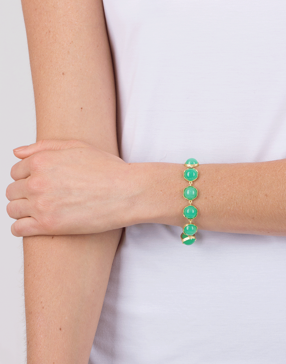 IRENE NEUWIRTH JEWELRY-Cabochon Chrysoprase Bracelet-YELLOW GOLD