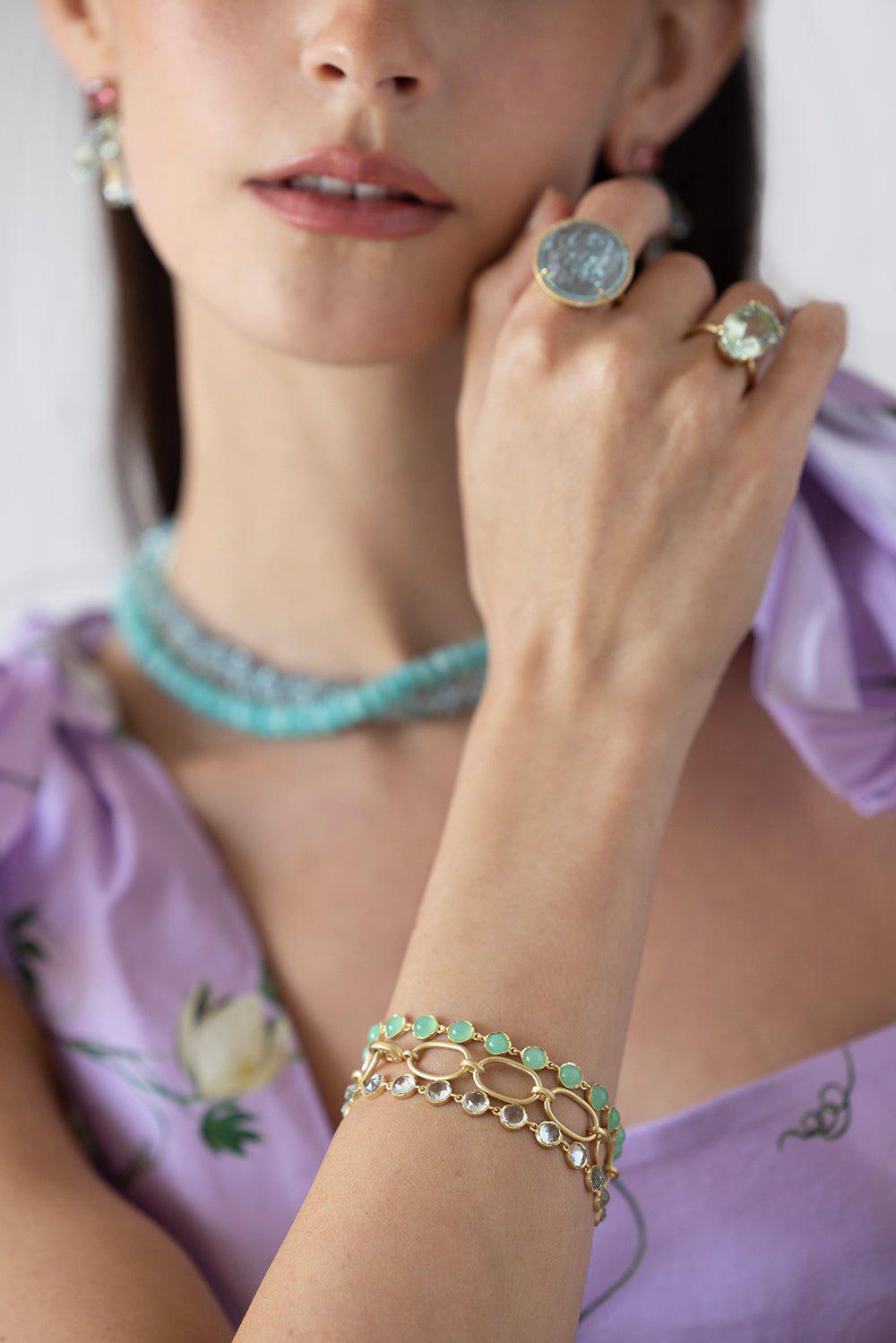 IRENE NEUWIRTH JEWELRY-Fine Aquamarine Bracelet-YELLOW GOLD