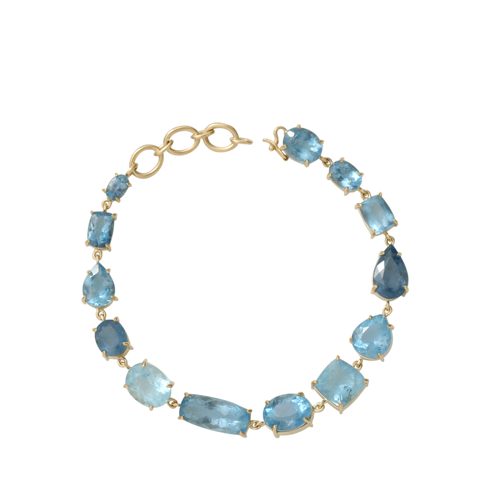IRENE NEUWIRTH JEWELRY-Mixed Shape Fine Aquamarine Bracelet-YELLOW GOLD