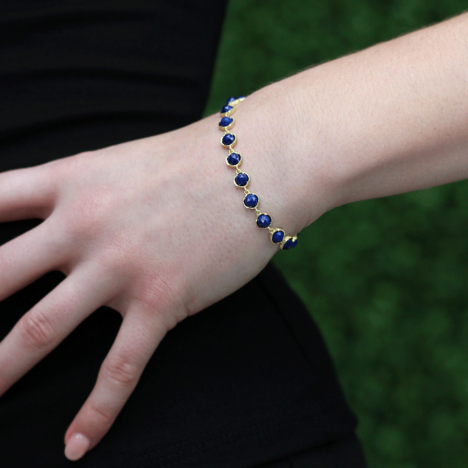 IRENE NEUWIRTH JEWELRY-Rose Cut Lapis Bracelet-YELLOW GOLD