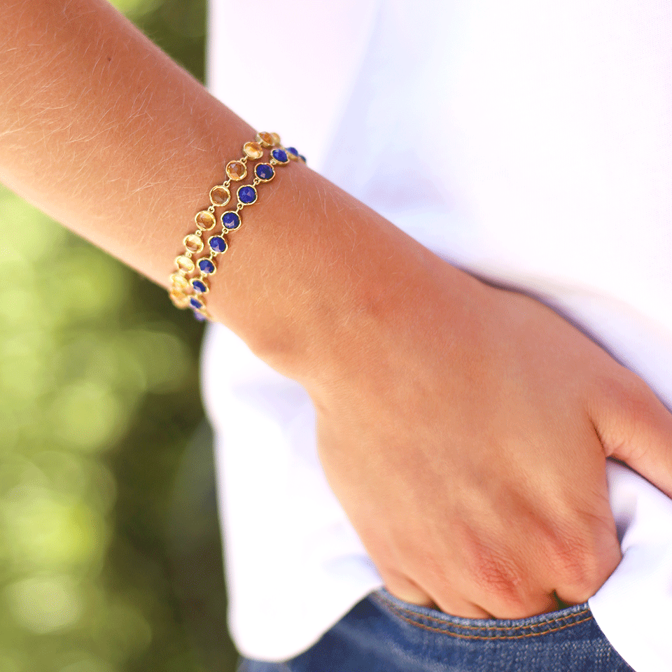 IRENE NEUWIRTH JEWELRY-Rose Cut Lapis Bracelet-YELLOW GOLD