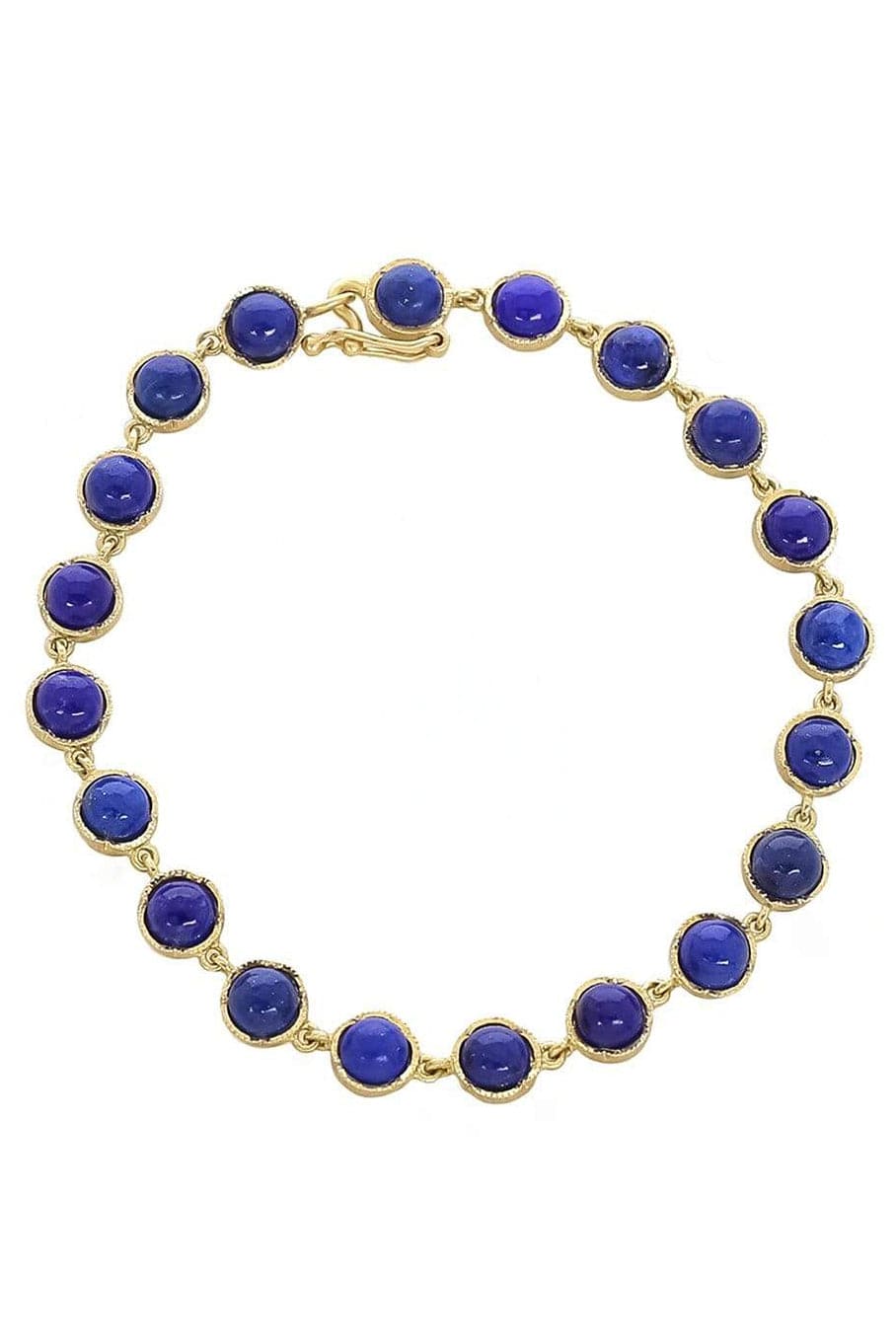 IRENE NEUWIRTH JEWELRY-Small Classic Cabochon Lapis Link Bracelet-YELLOW GOLD