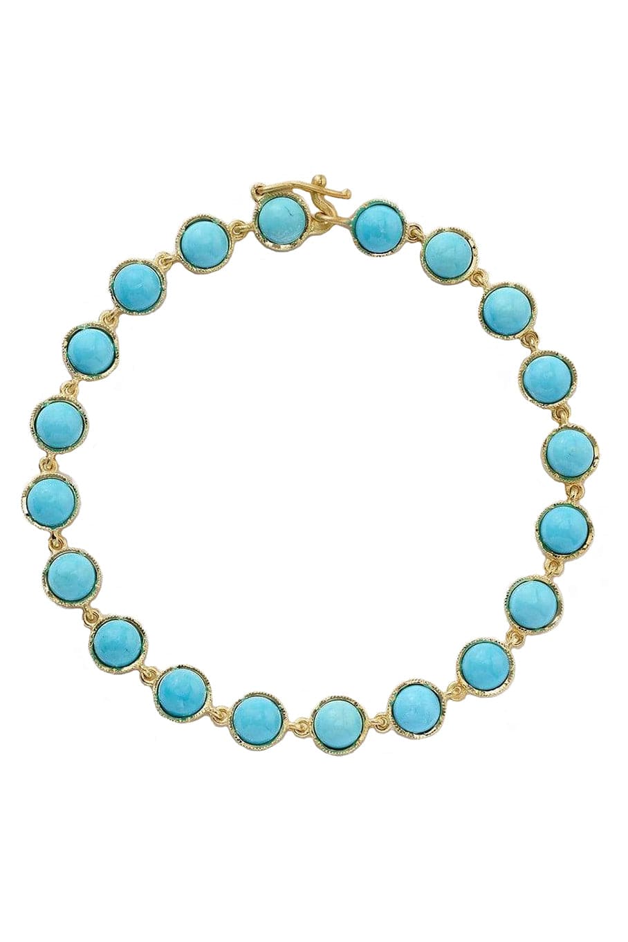 IRENE NEUWIRTH JEWELRY-Small Classic Turquoise Link Bracelet-YELLOW GOLD