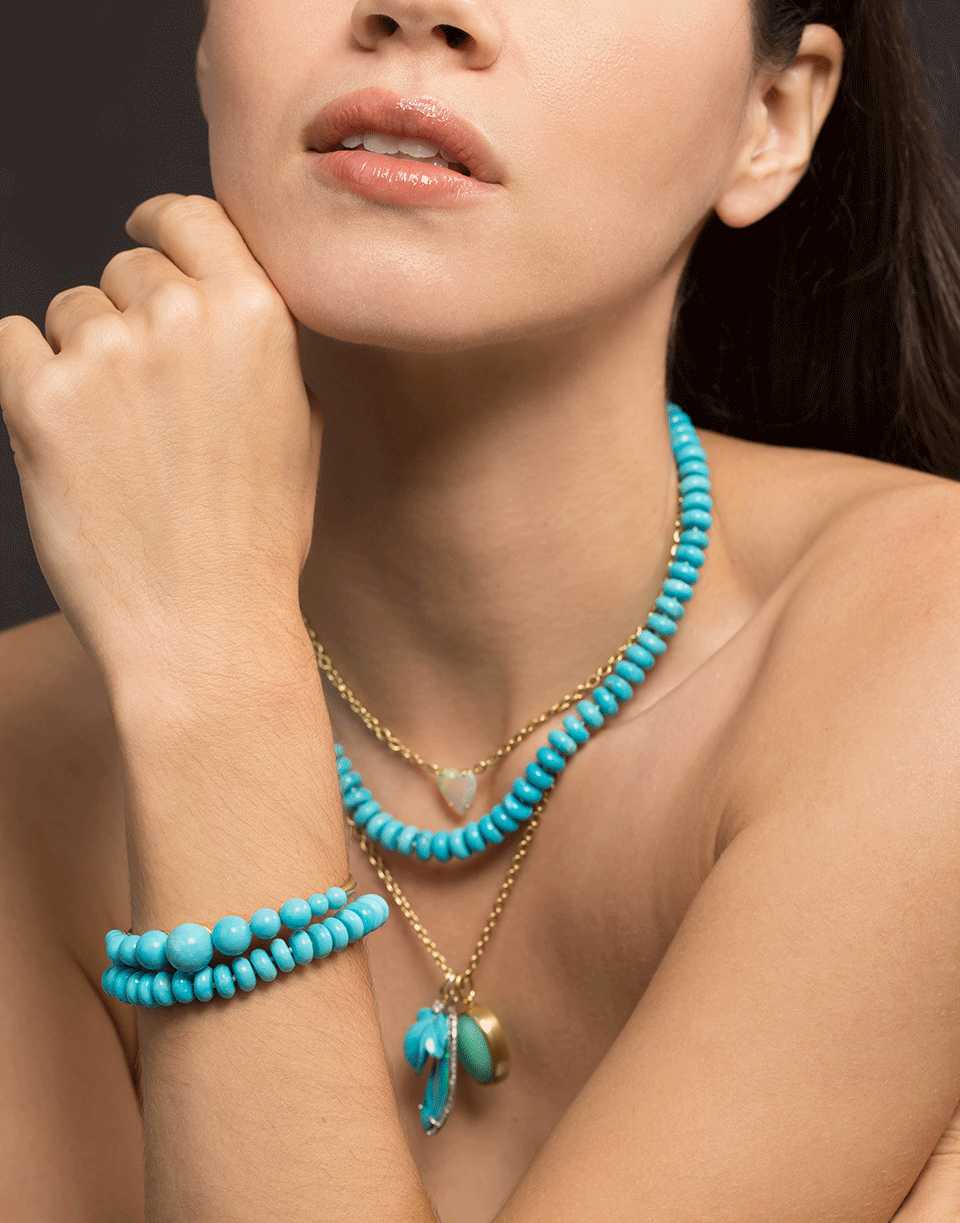 IRENE NEUWIRTH JEWELRY-Kingman Turquoise Sphere Cuff-YELLOW GOLD