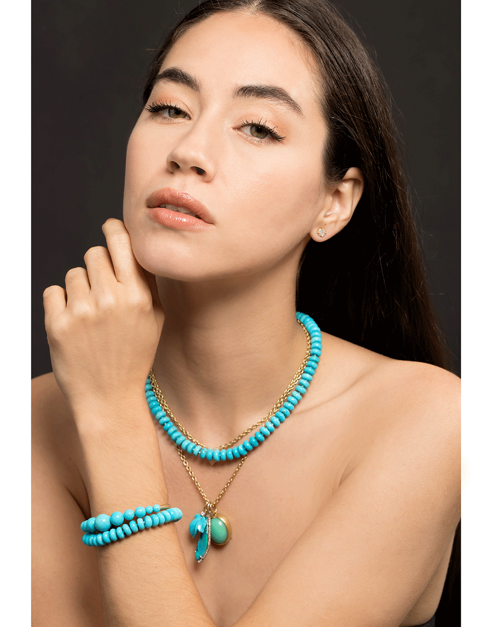 IRENE NEUWIRTH JEWELRY-Kingman Turquoise Sphere Cuff-YELLOW GOLD