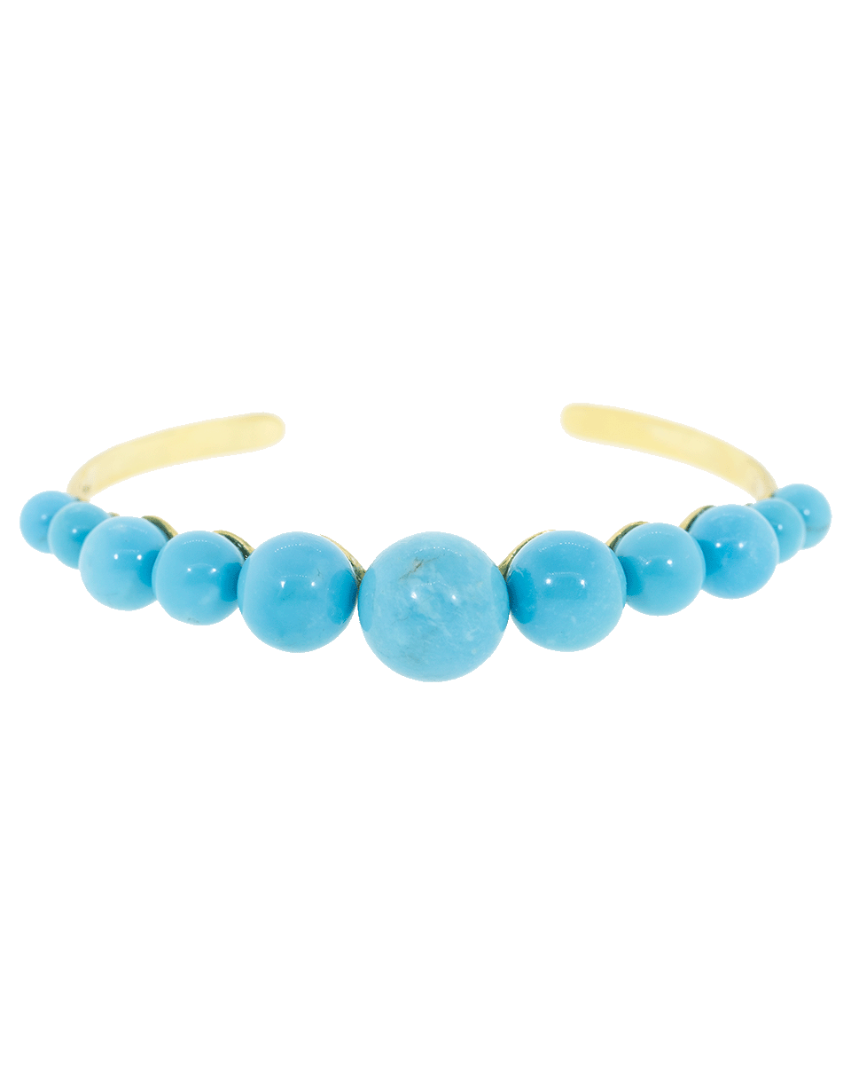 IRENE NEUWIRTH JEWELRY-Kingman Turquoise Sphere Cuff-YELLOW GOLD
