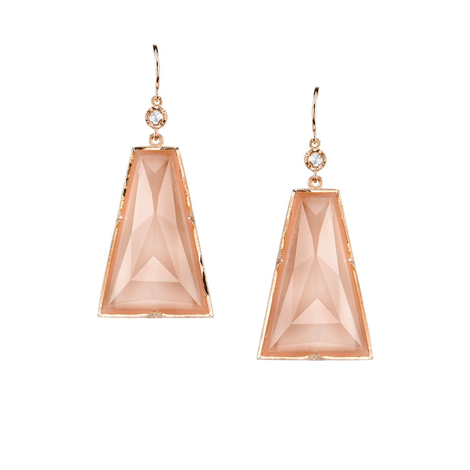 IRENE NEUWIRTH JEWELRY-Peach Moonstone Trapezoid Drop Earrings-R GOLD