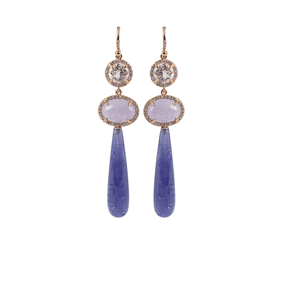 IRENE NEUWIRTH JEWELRY-Kunzite Cabochon Lavender Jade Earring-ROSE GLD