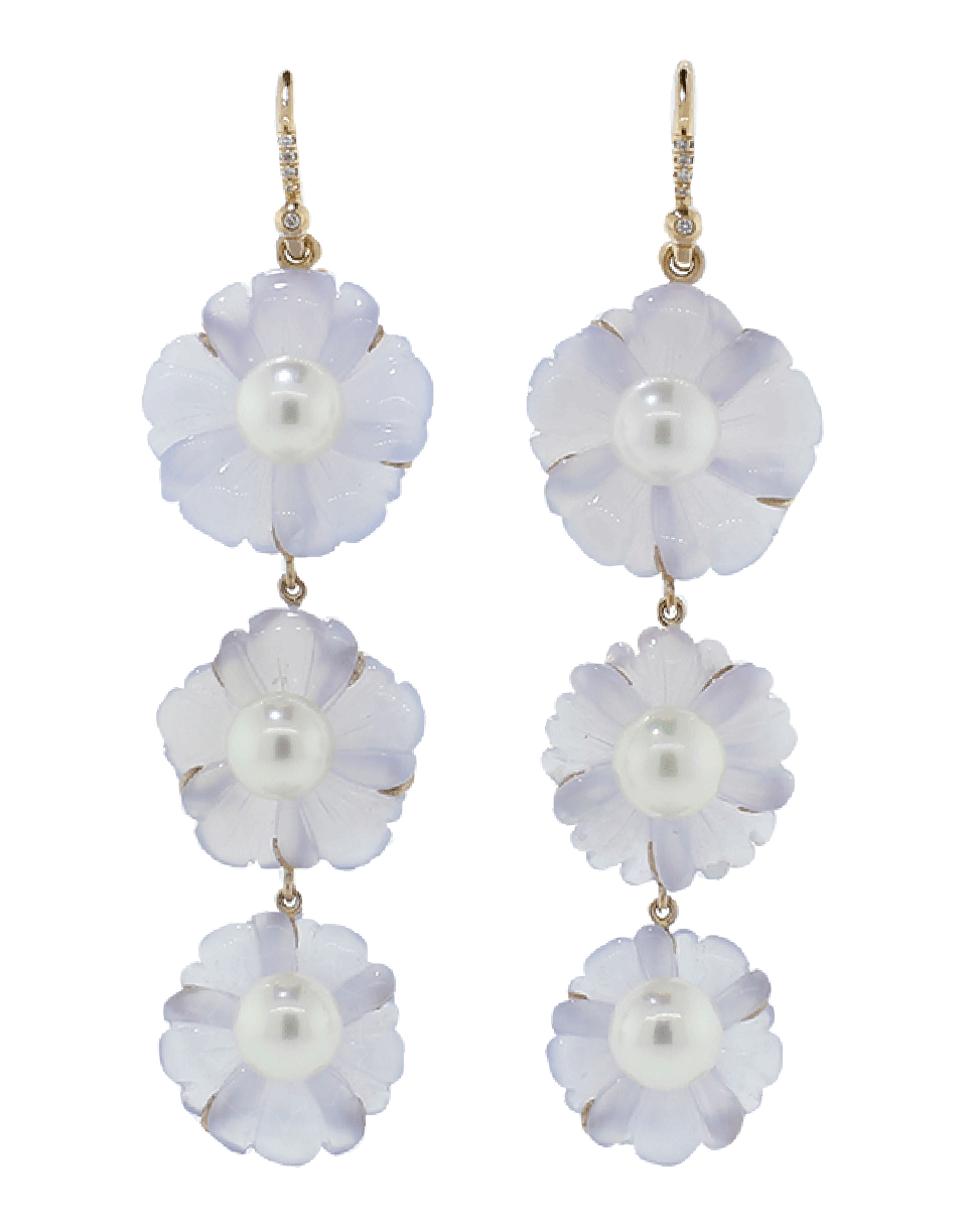 IRENE NEUWIRTH JEWELRY-Blue Chalcedony Carved Flower Earrings-ROSE GOLD