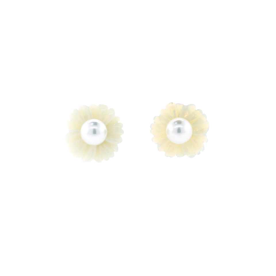 IRENE NEUWIRTH JEWELRY-Carved Opal Pearl Flower Earrings-ROSE GOLD