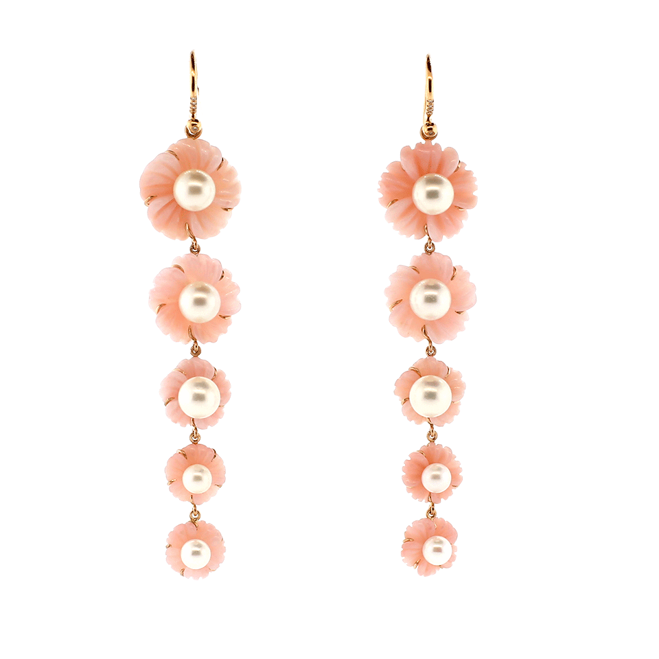 IRENE NEUWIRTH JEWELRY-Carved Pink Opal And Pear Drop Earrings-ROSE GOLD