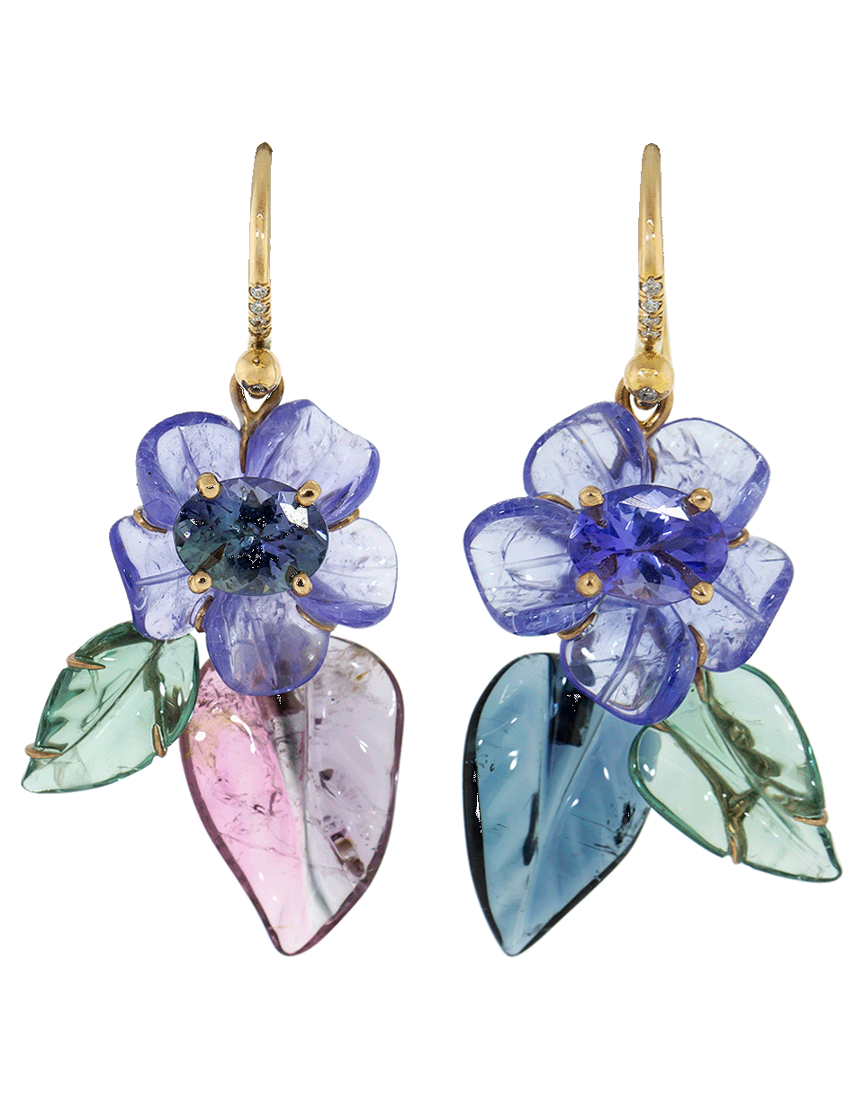IRENE NEUWIRTH JEWELRY-Carved Tanzanite Flower Earrings-ROSE GOLD