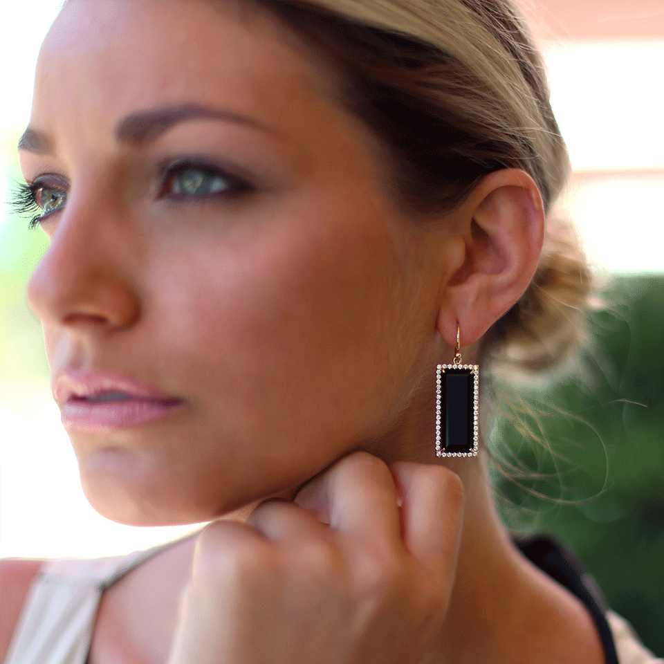 IRENE NEUWIRTH JEWELRY-Emerald Cut Onyx Earrings-ROSE GOLD