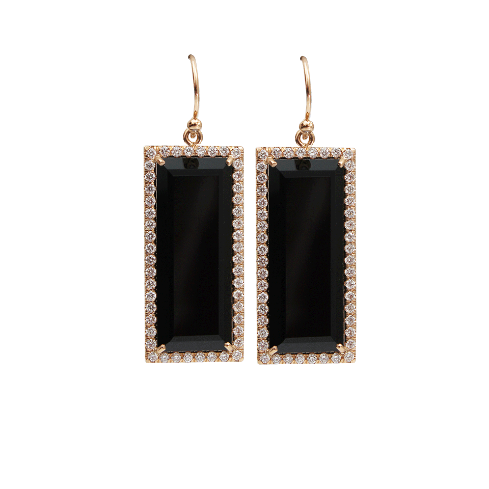 IRENE NEUWIRTH JEWELRY-Emerald Cut Onyx Earrings-ROSE GOLD