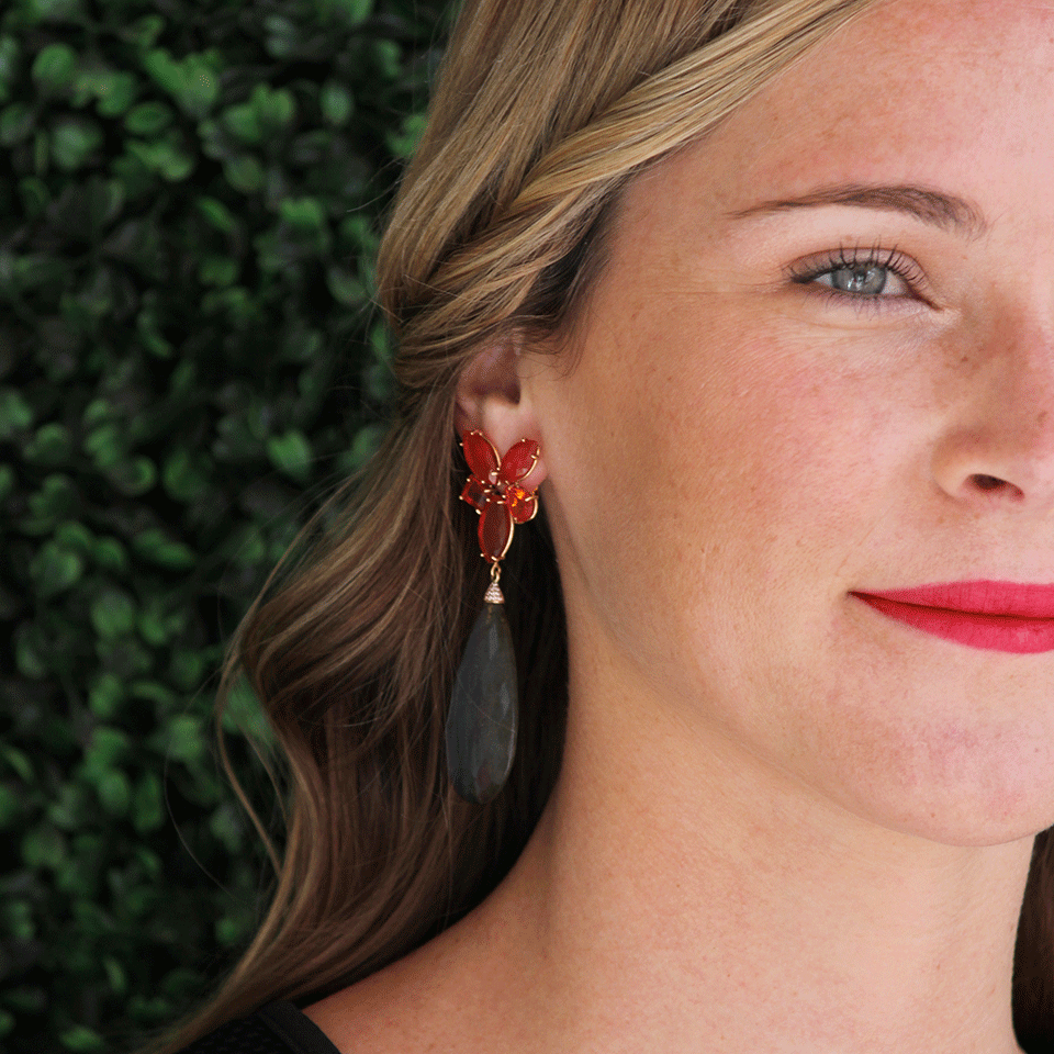 IRENE NEUWIRTH JEWELRY-Faceted Labradorite Drop Earrings-ROSE GOLD