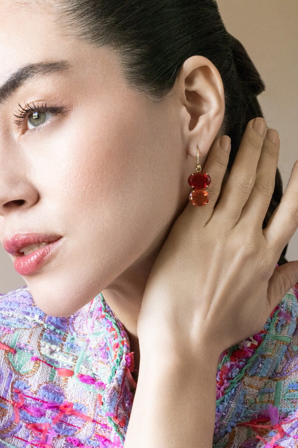 Fire Opal Gemmy Gem Earrings-ROSE GOLD-JEWELRYFINE JEWELEARRING-IRENE NEUWIRTH JEWELRY