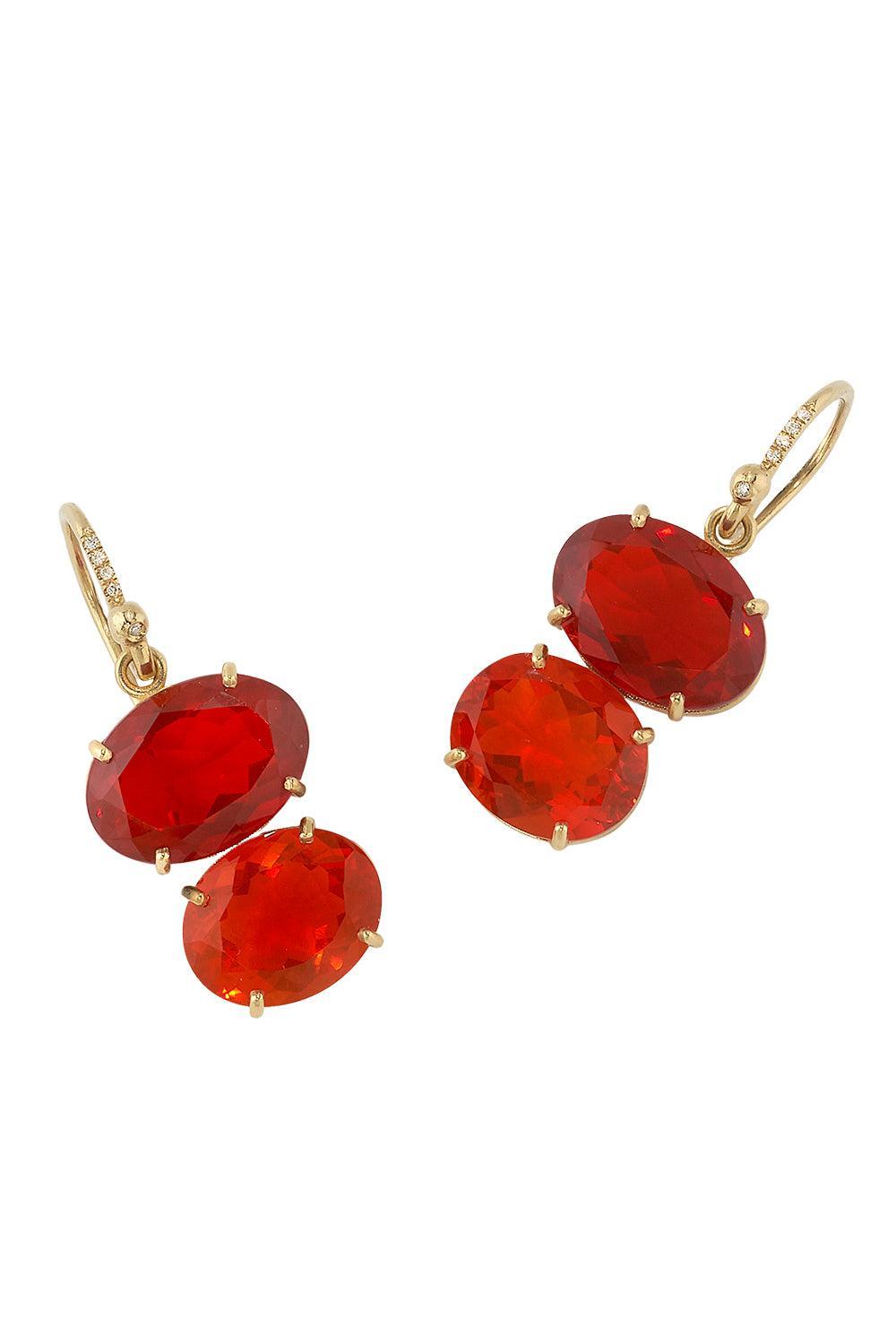 Fire Opal Gemmy Gem Earrings-ROSE GOLD-JEWELRYFINE JEWELEARRING-IRENE NEUWIRTH JEWELRY