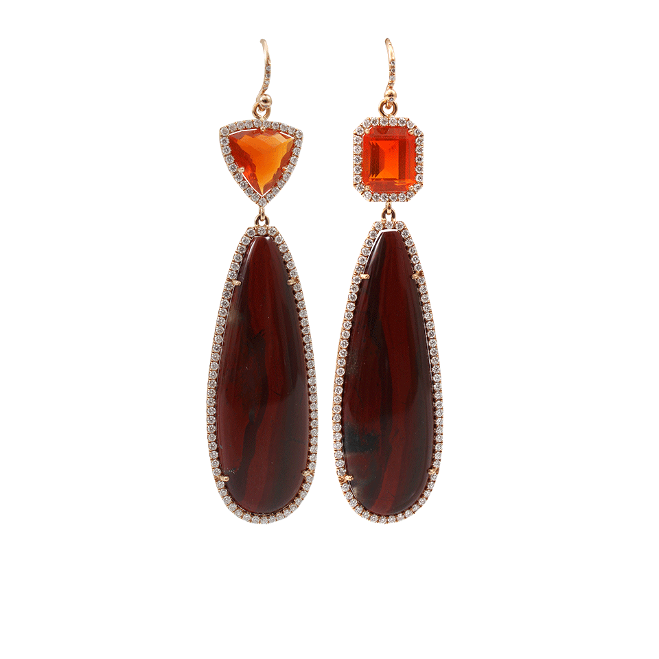 IRENE NEUWIRTH JEWELRY-Fire Opal Hickory Jasper Drop Earrings-ROSE GOLD