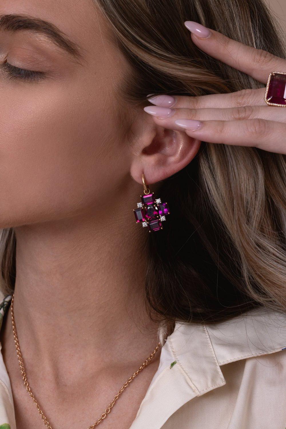IRENE NEUWIRTH JEWELRY-Gemmy Gem Garnet Earrings-ROSE GOLD